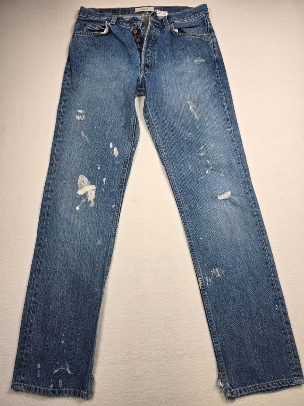 Gap Boy 8L Fit Distressed Blue Jeans Straight Leg Mid-Rise Denim